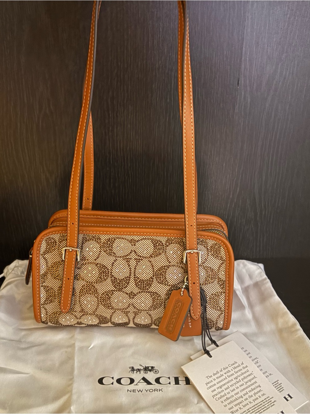 Coach Crystal Swing Zip Shoulder Bag in Signature Jacquard
